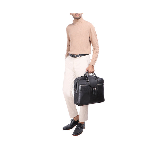 Golf 02 Black Leather  Briefcase