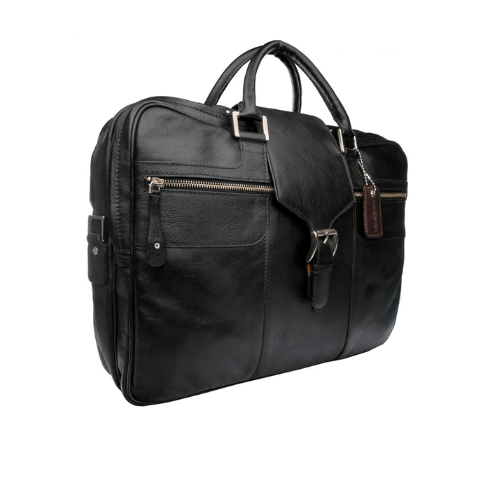 Golf 02 Black Leather  Briefcase