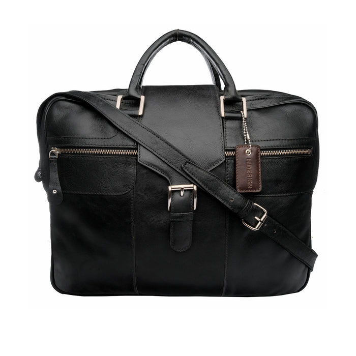 Golf 02 Black Leather  Briefcase