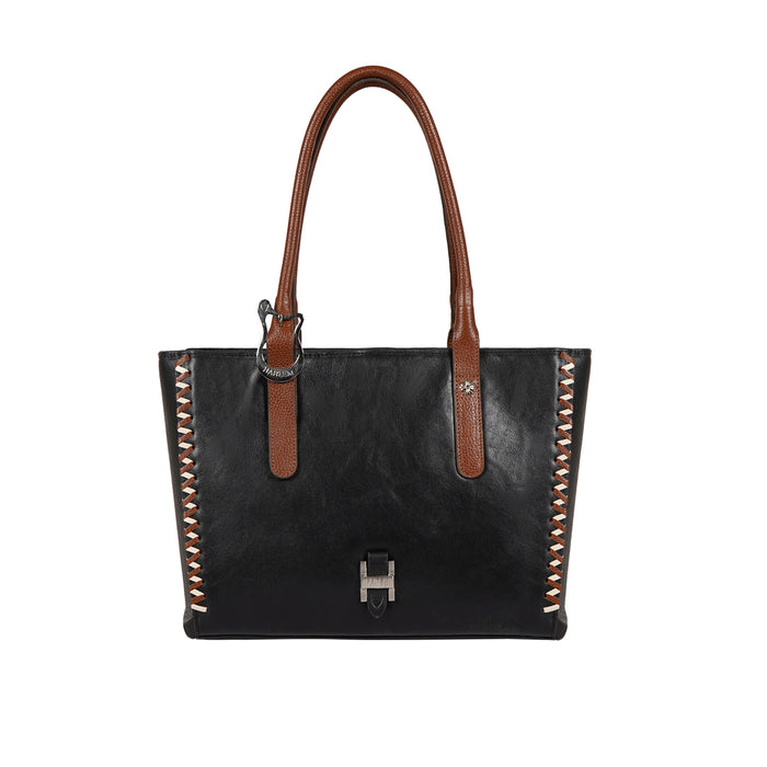 Gracie 02 Black Leather Tote Bag