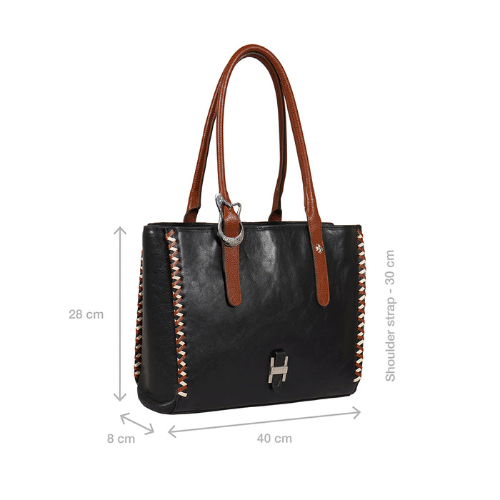 Gracie 02 Black Leather Tote Bag