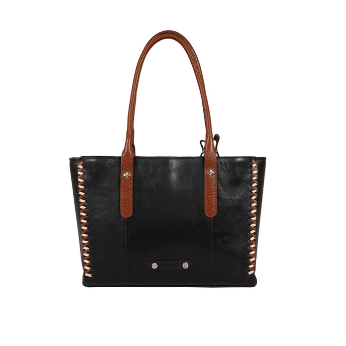 Gracie 02 Black Leather Tote Bag