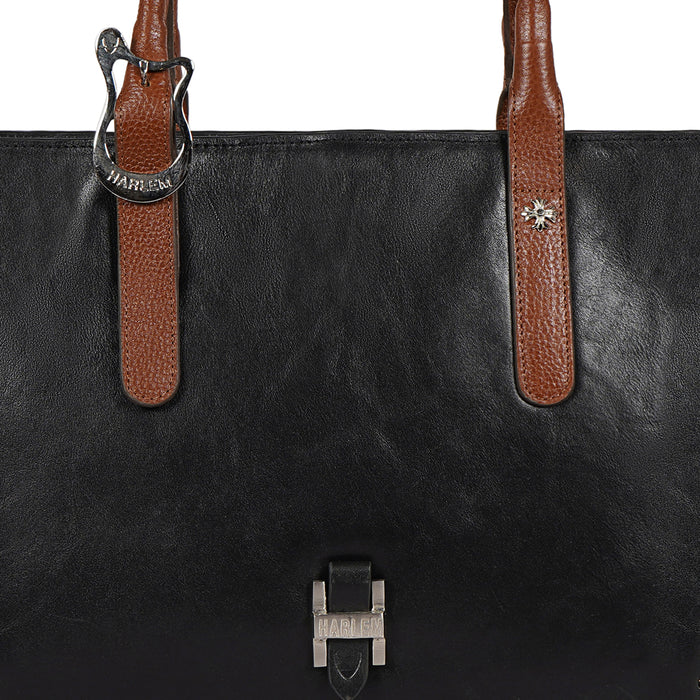 Gracie 02 Black Leather Tote Bag
