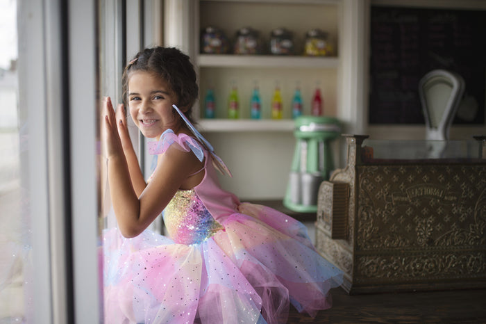 Great Pretenders - Rainbow Fairy Dress with Wings - Size 3-4