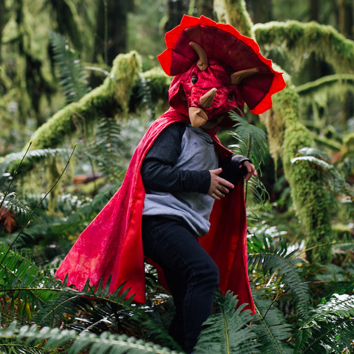 Great Pretenders - Red Triceratops Hooded Cape - Size 4-5