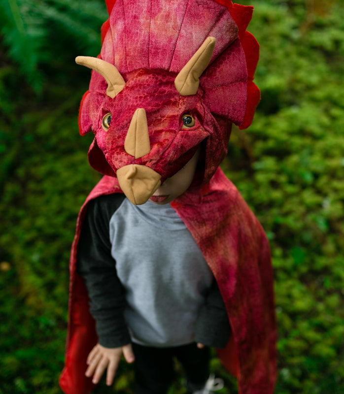 Great Pretenders - Red Triceratops Hooded Cape - Size 4-5