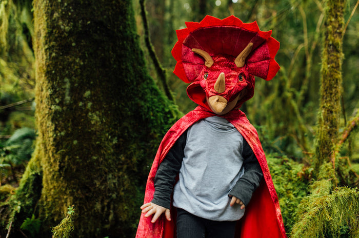 Great Pretenders - Red Triceratops Hooded Cape - Size 4-5