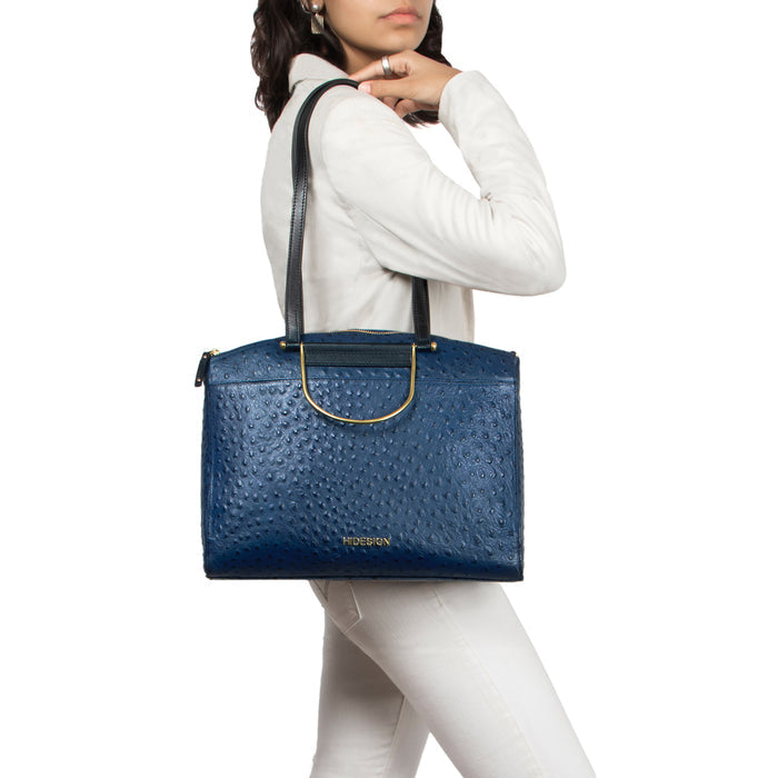 Greta 01 Blue Leather Shoulder Bag