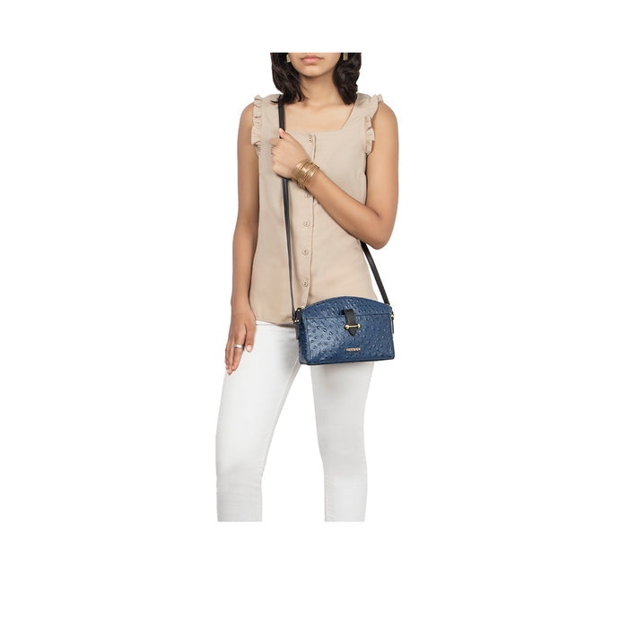 Greta 02 Blue Leather Sling Bag