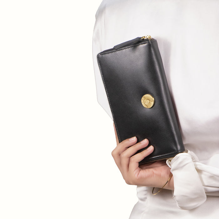 Growth - W3 Black Leather Zip Around Wallet