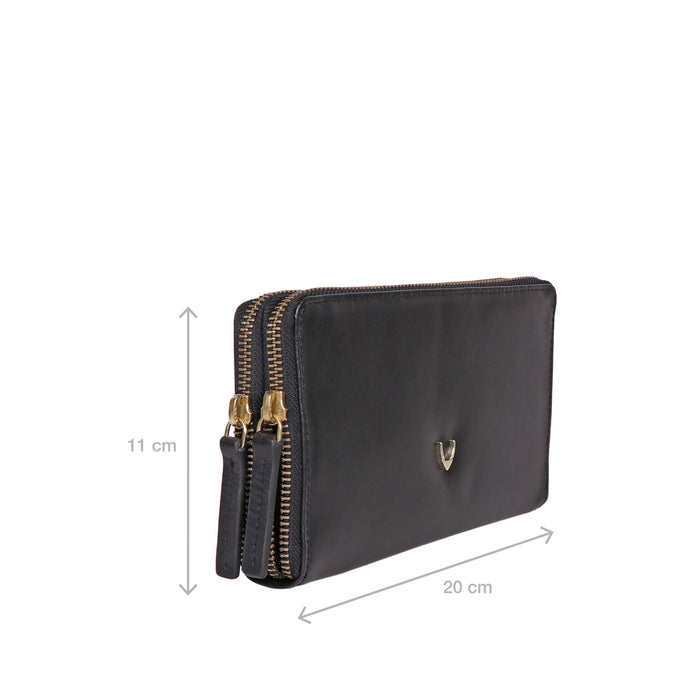Growth - W3 Black Leather Zip Around Wallet