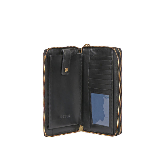 Growth - W3 Black Leather Zip Around Wallet