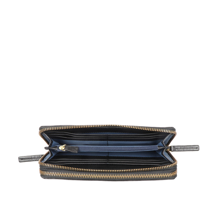 Growth - W3 Black Leather Zip Around Wallet