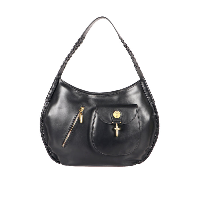 Growth 01 Black Leather Shoulder Bag