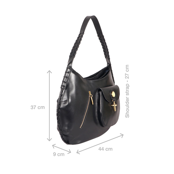 Growth 01 Black Leather Shoulder Bag