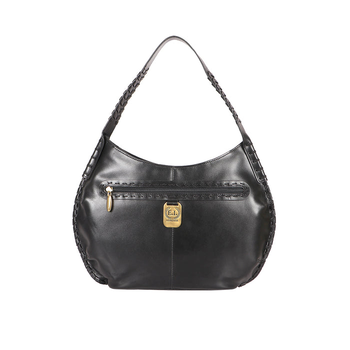 Growth 01 Black Leather Shoulder Bag