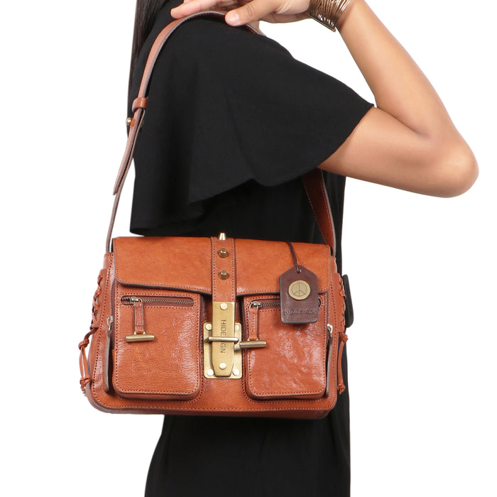 Guevara 02 Orange Leather Shoulder Bag