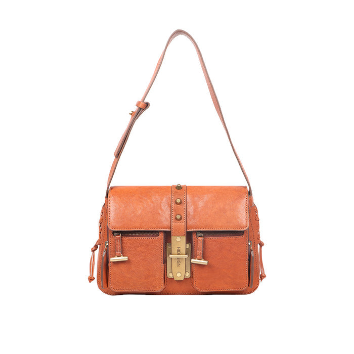 Guevara 02 Orange Leather Shoulder Bag