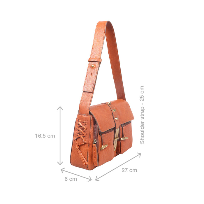 Guevara 02 Orange Leather Shoulder Bag