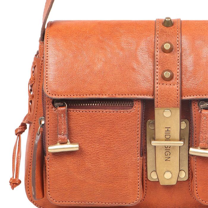 Guevara 02 Orange Leather Shoulder Bag