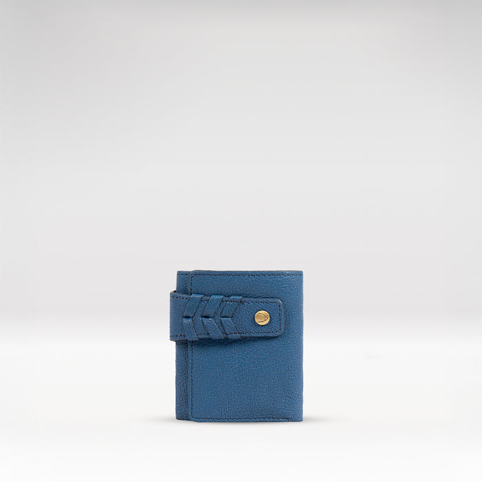 Guevara W1 Blue Leather Trifold Wallet