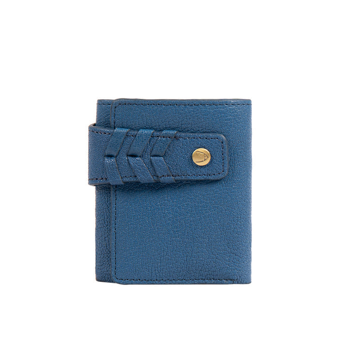 Guevara W1 Blue Leather Trifold Wallet