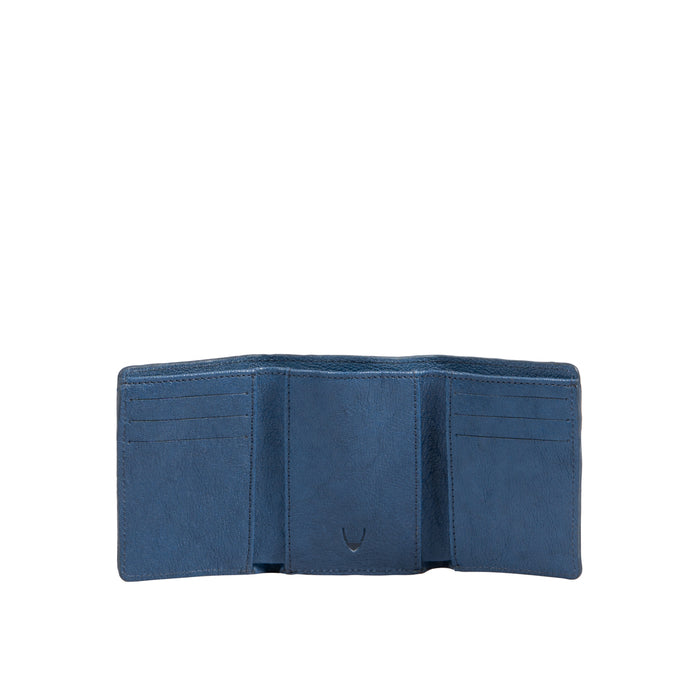Guevara W1 Blue Leather Trifold Wallet