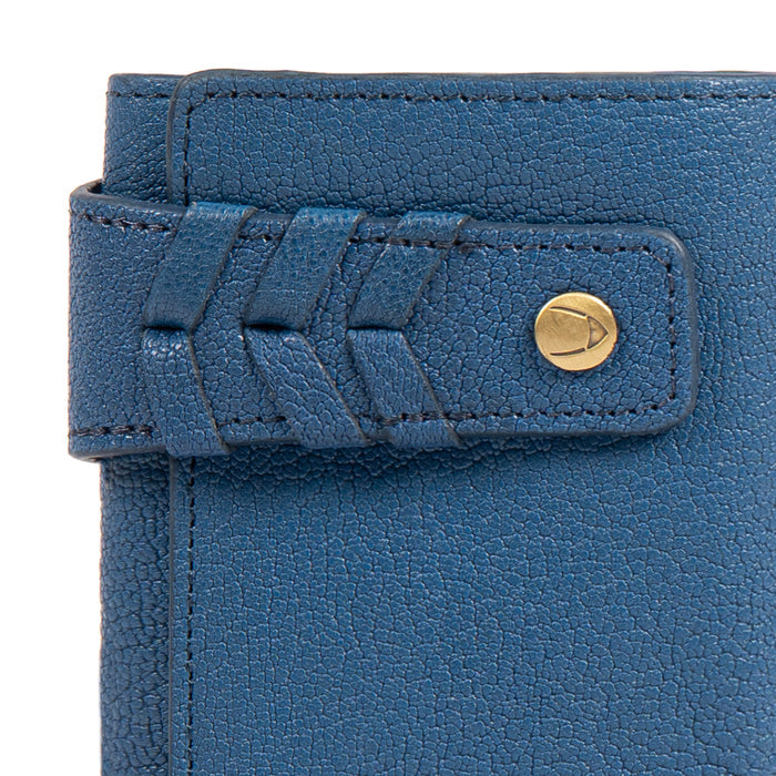 Guevara W1 Blue Leather Trifold Wallet