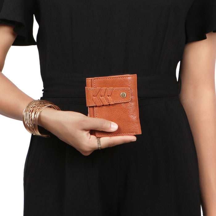 Guevara W1 Orange Leather Trifold Wallet