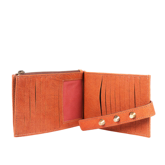 Guevara W2 Orange Leather Bi-Fold Wallet