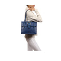 Gwen 01 Blue Leather Shoulder Bag