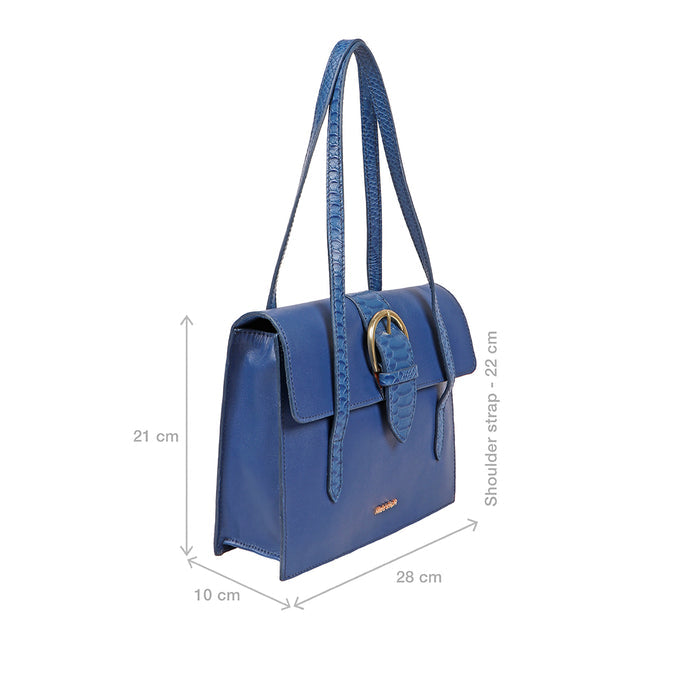 Gwen 01 Blue Leather Shoulder Bag