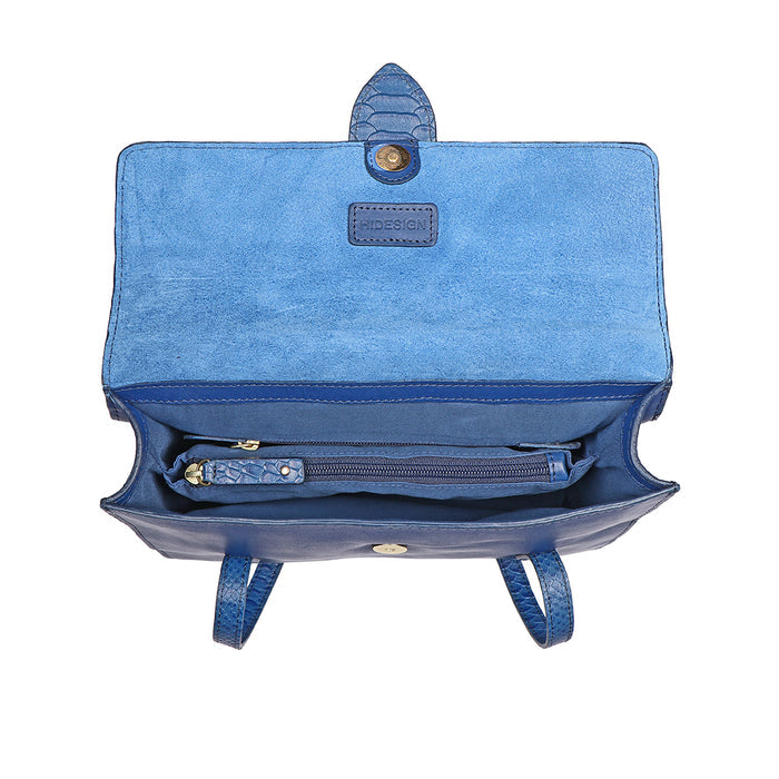 Gwen 01 Blue Leather Shoulder Bag