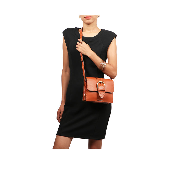 Gwen 02 Orange Leather Sling Bag