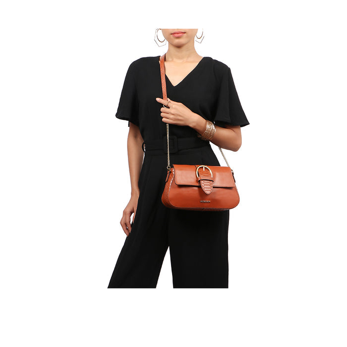 Gwen 03 Orange Leather Sling Bag