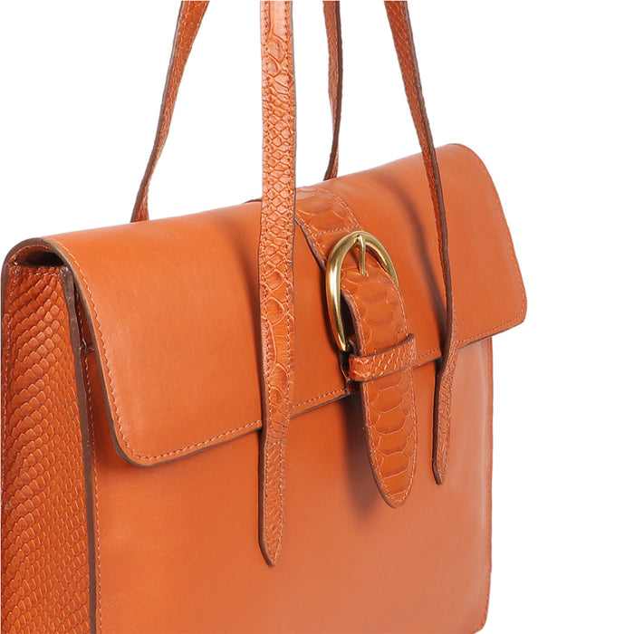Gwen 04 Orange Leather Shoulder Bag