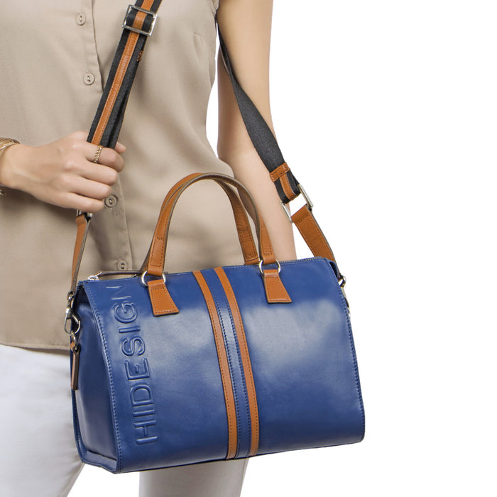 Harlem 03 Blue Leather Messenger Bag