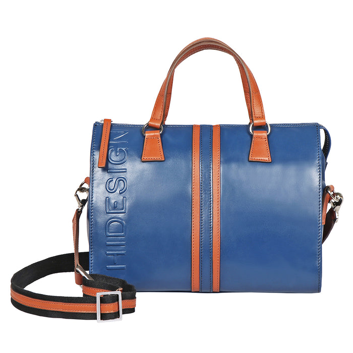 Harlem 03 Blue Leather Messenger Bag