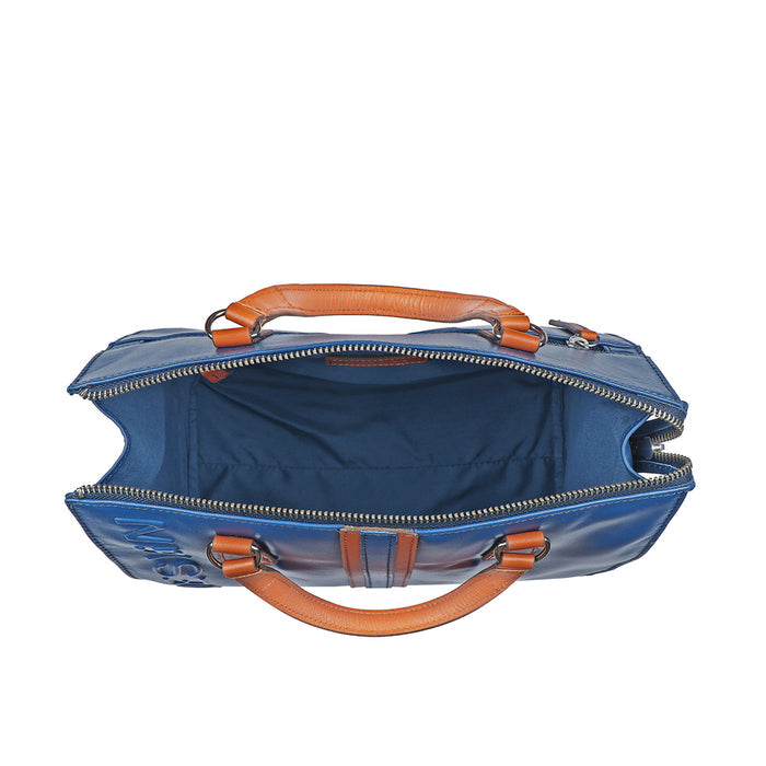 Harlem 03 Blue Leather Messenger Bag