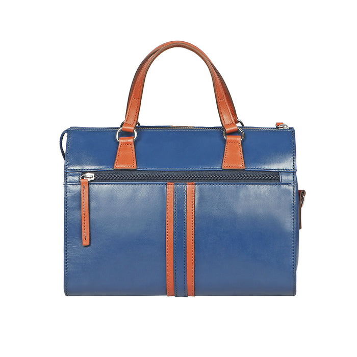 Harlem 03 Blue Leather Messenger Bag
