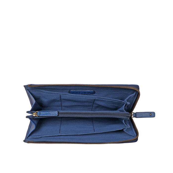 Harmony W1 Blue Leather Zip Around Wallet