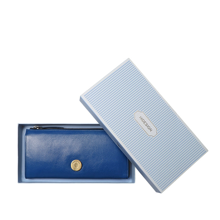 Harmony W1 Blue Leather Zip Around Wallet