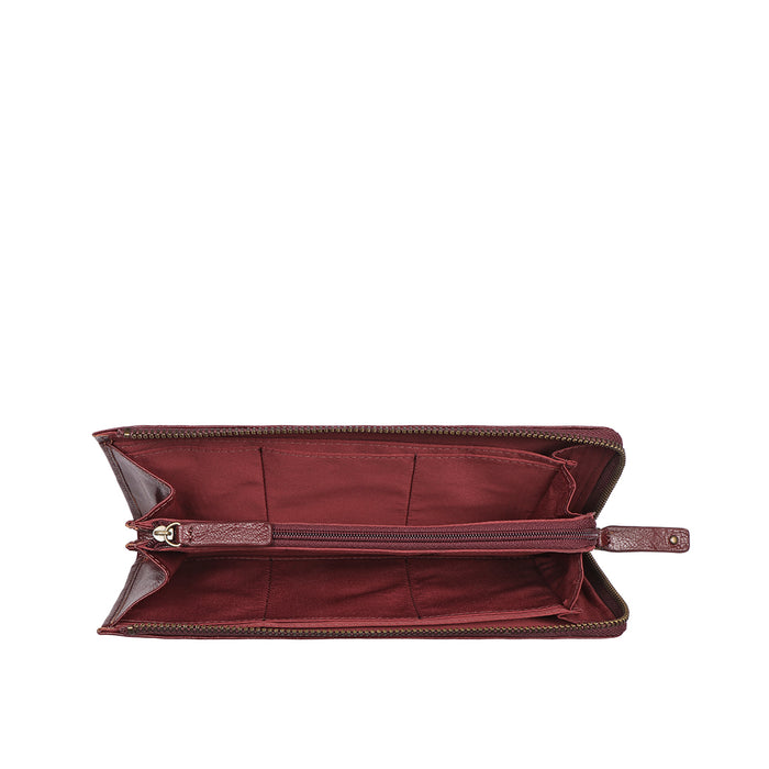 Harmony W1 Red Leather Zip Around Wallet