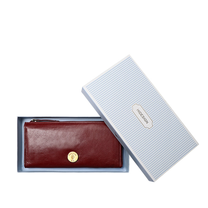 Harmony W1 Red Leather Zip Around Wallet