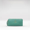 Hera W1 Green Leather Zip Around Wallet