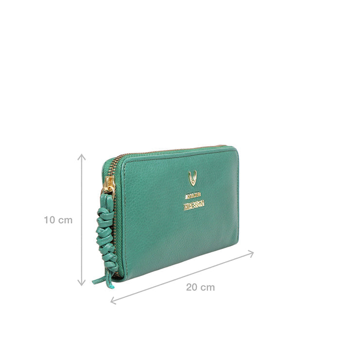 Hera W1 Green Leather Zip Around Wallet