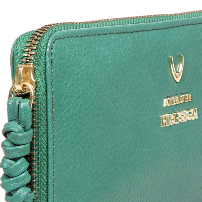 Hera W1 Green Leather Zip Around Wallet