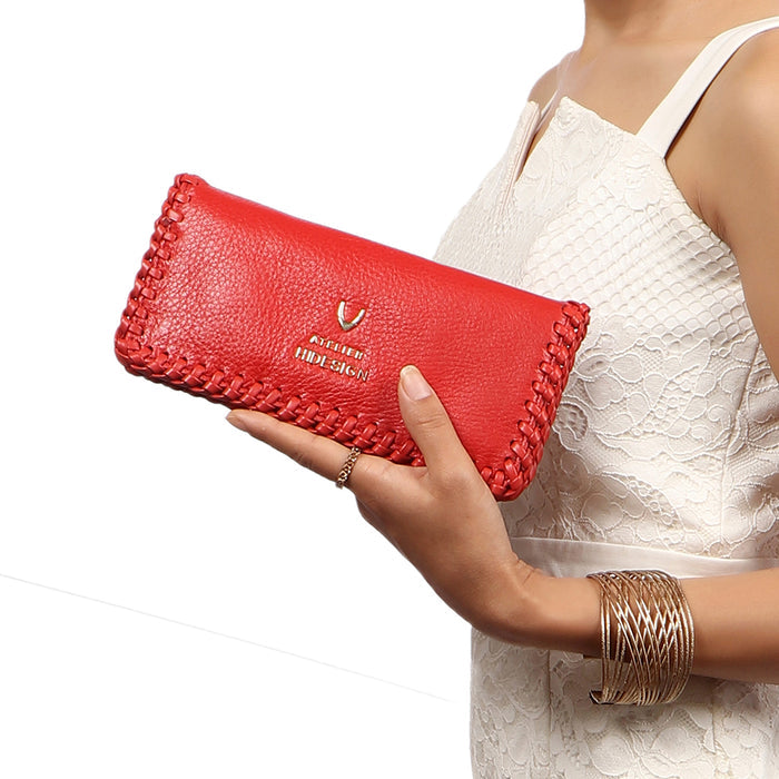 Hera W2 Red Leather Bi-Fold Wallet