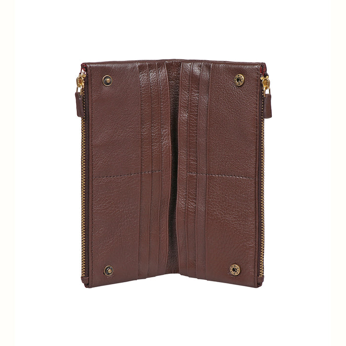 Hera W3 Brown Leather Long Bi-Fold Wallet