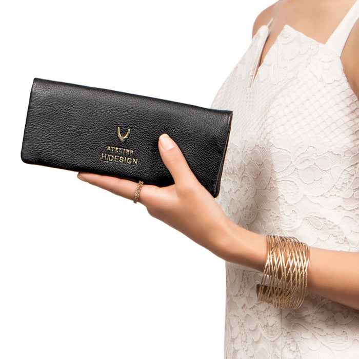 Hera W4 Black Leather Long Bi-Fold Wallet